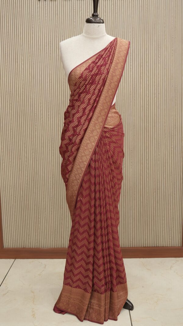 Georgette Banarasi Saree M069 - Image 7