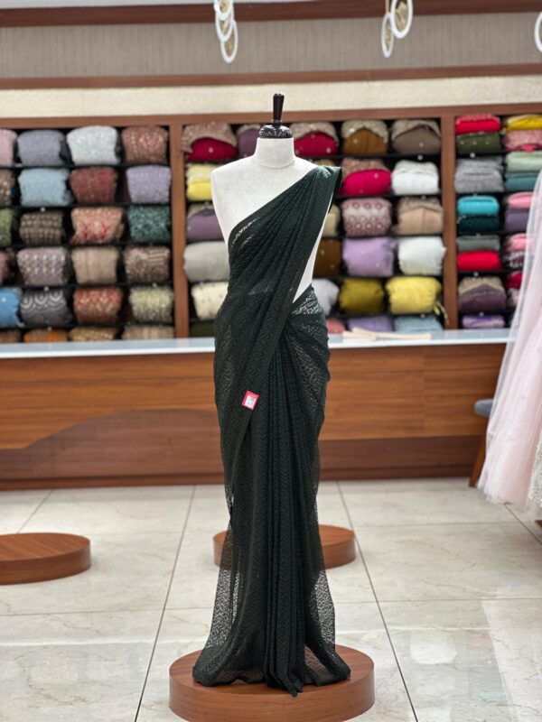 Plain Net Saree M092 - Image 4