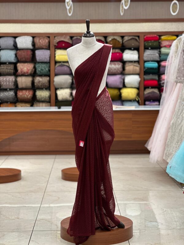 Plain Net Saree M092 - Image 5