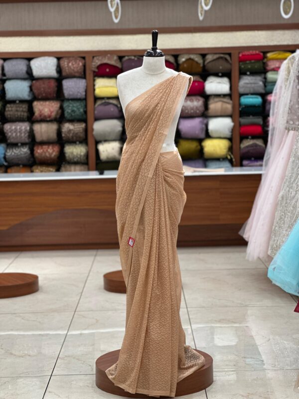 Plain Net Saree M092 - Image 9