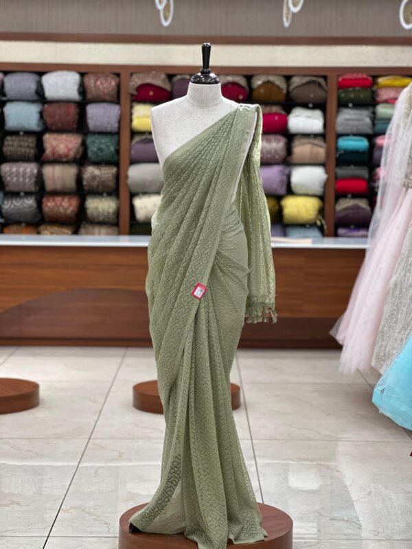 Plain Net Saree M092 - Image 8