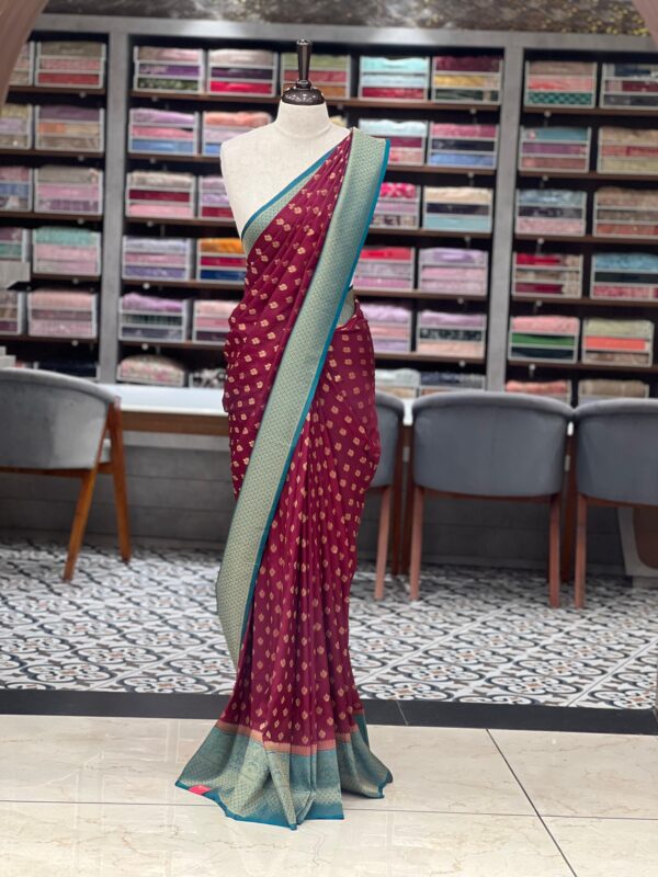 Georgette Banarasi Contrast Saree M077 - Image 8