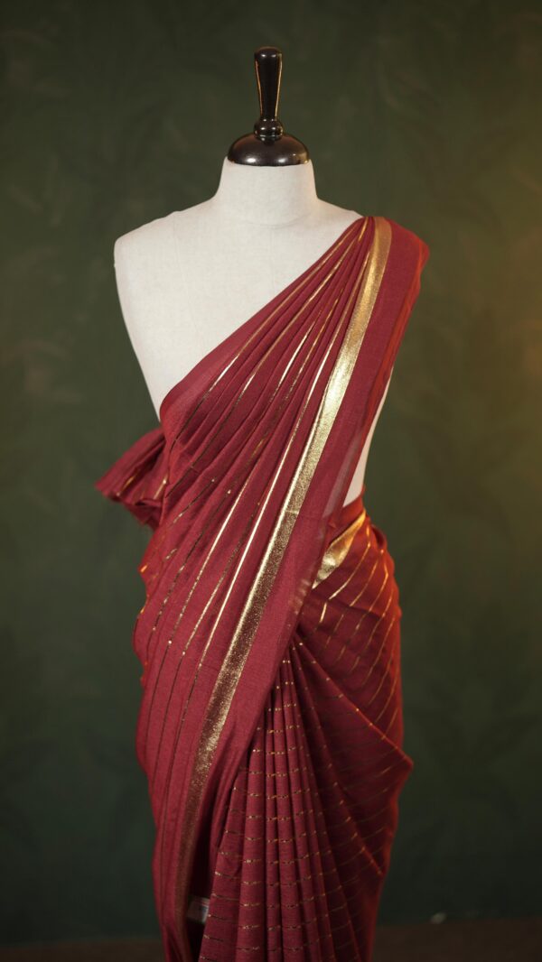 Golden stripes saree M106 - Image 9