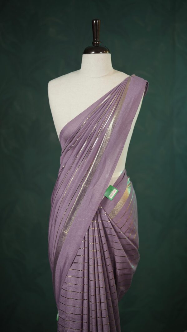 Golden stripes saree M106 - Image 8