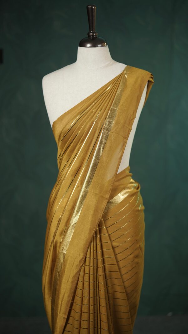 Golden stripes saree M106 - Image 7
