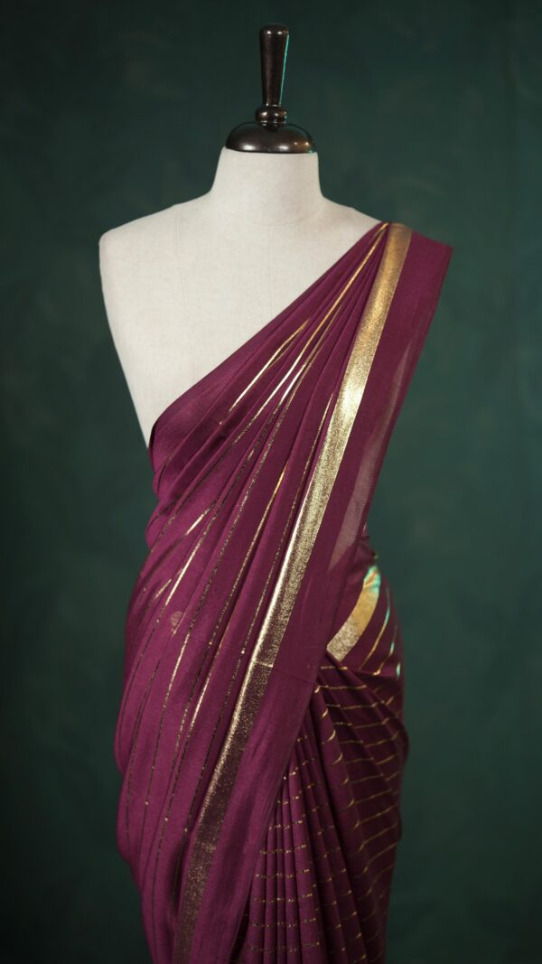 Golden stripes saree M106 - Image 5