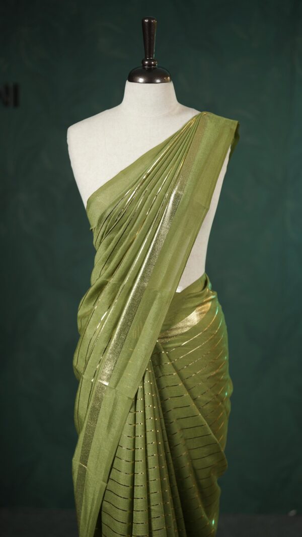 Golden stripes saree M106 - Image 4