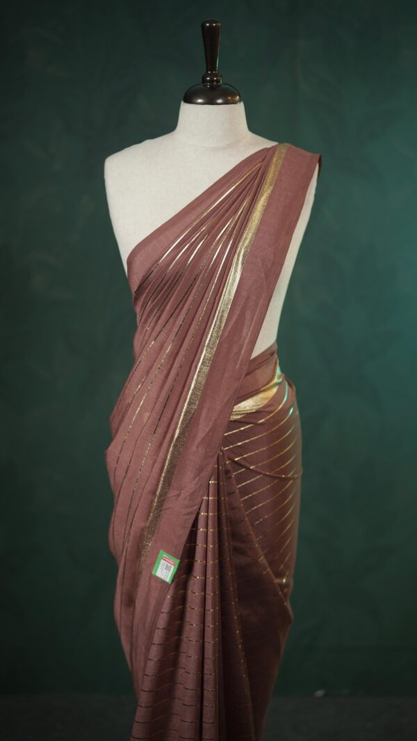Golden stripes saree M106 - Image 3