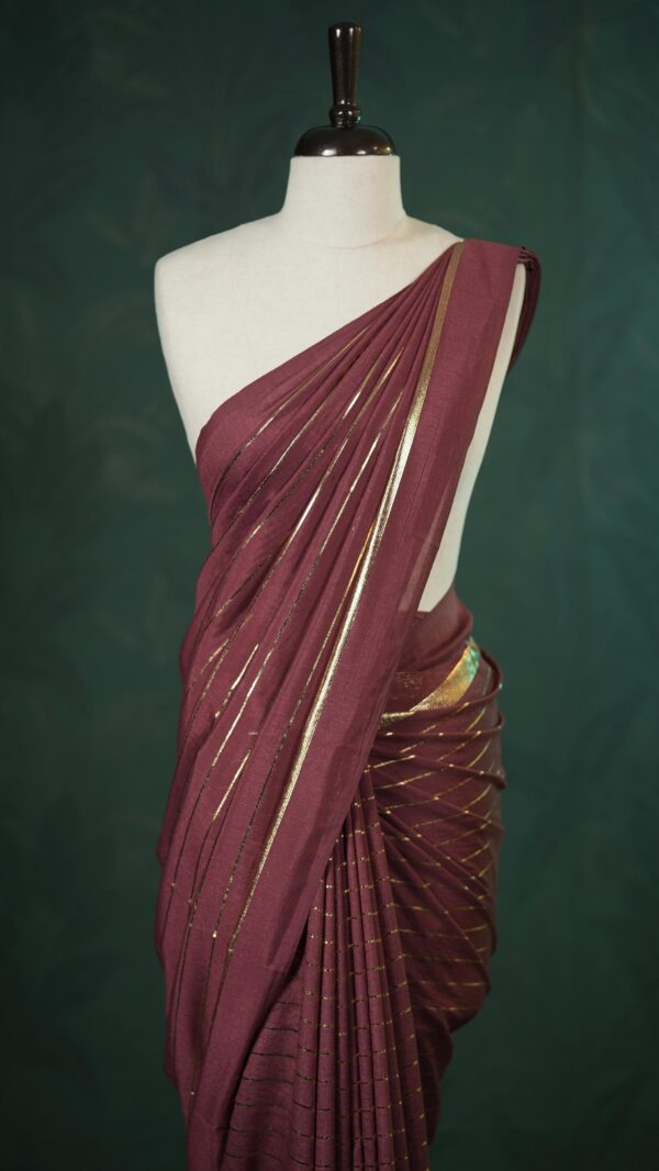 Golden stripes saree M106 - Image 2