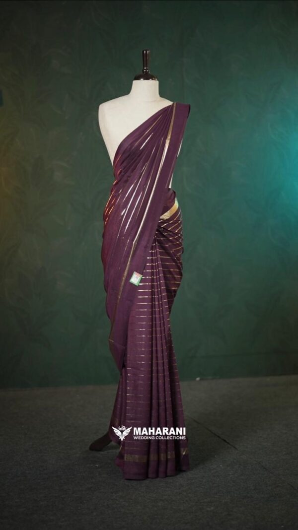 Golden stripes saree M106 - Image 14