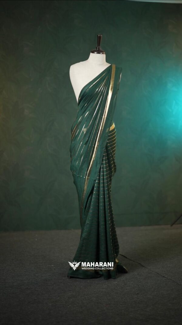 Golden stripes saree M106 - Image 12