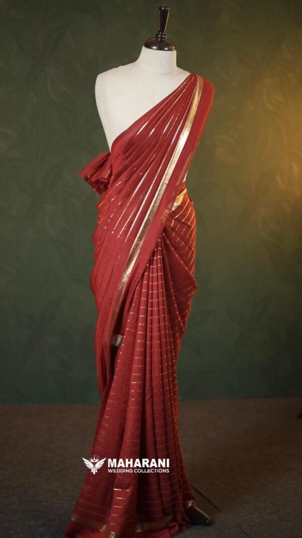 Golden stripes saree M106 - Image 17