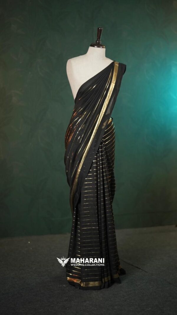Golden stripes saree M106 - Image 16