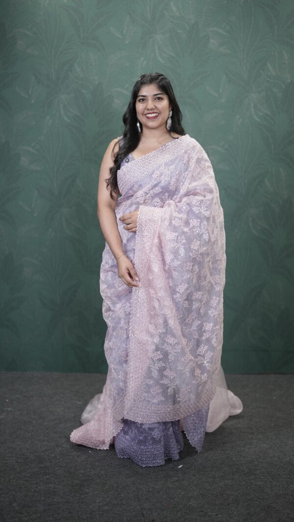CRUSHED ORGANZA FANCY SAREE M145 - Image 3