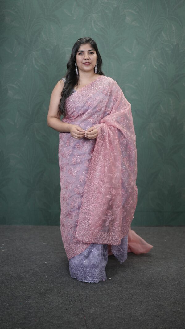 CRUSHED ORGANZA FANCY SAREE M145 - Image 7