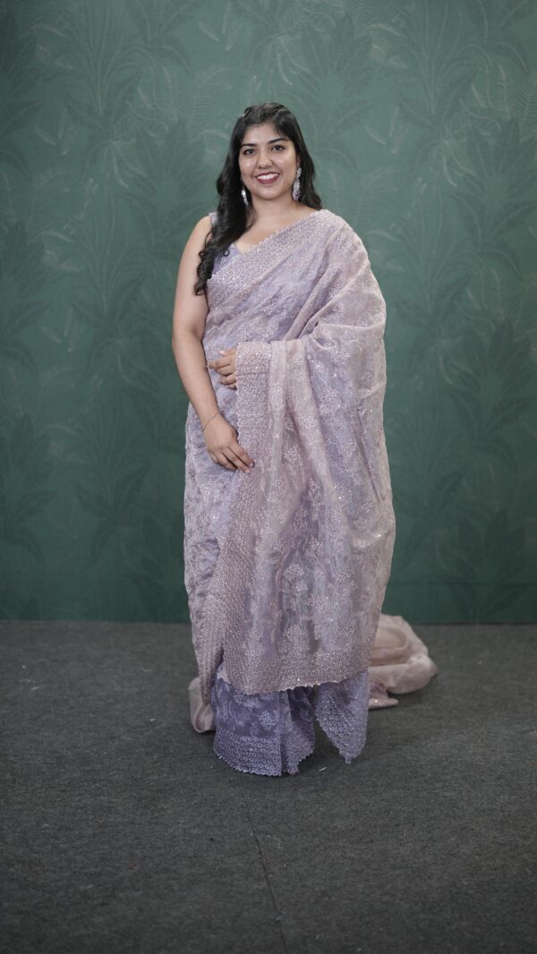 CRUSHED ORGANZA FANCY SAREE M145 - Image 6