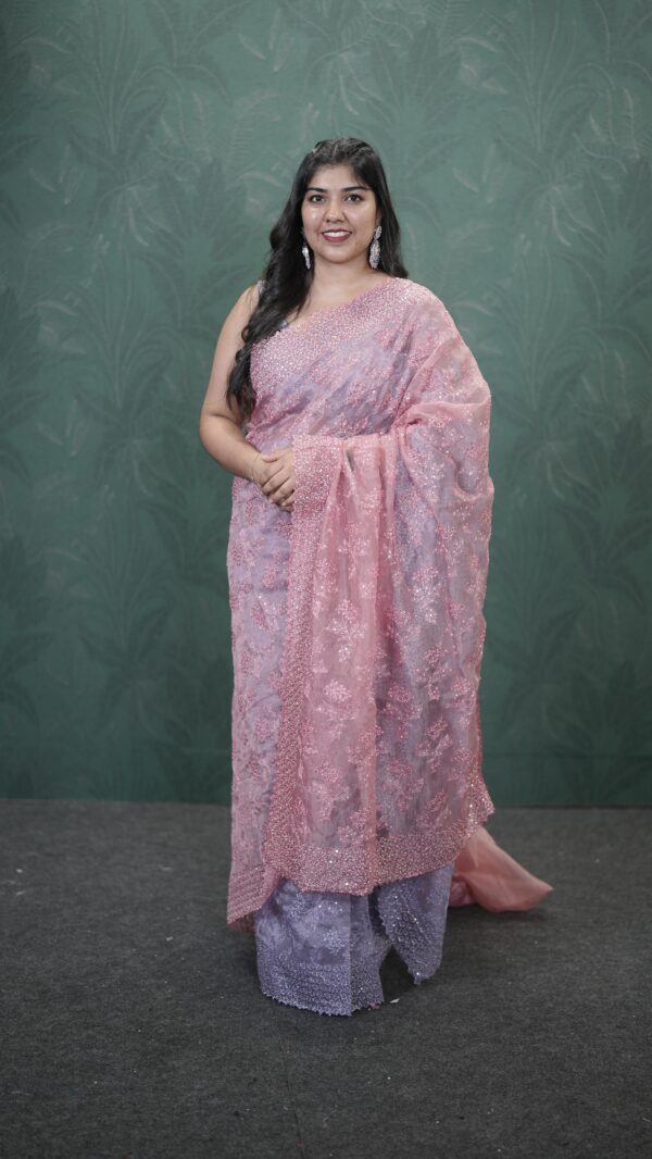 CRUSHED ORGANZA FANCY SAREE M145 - Image 5