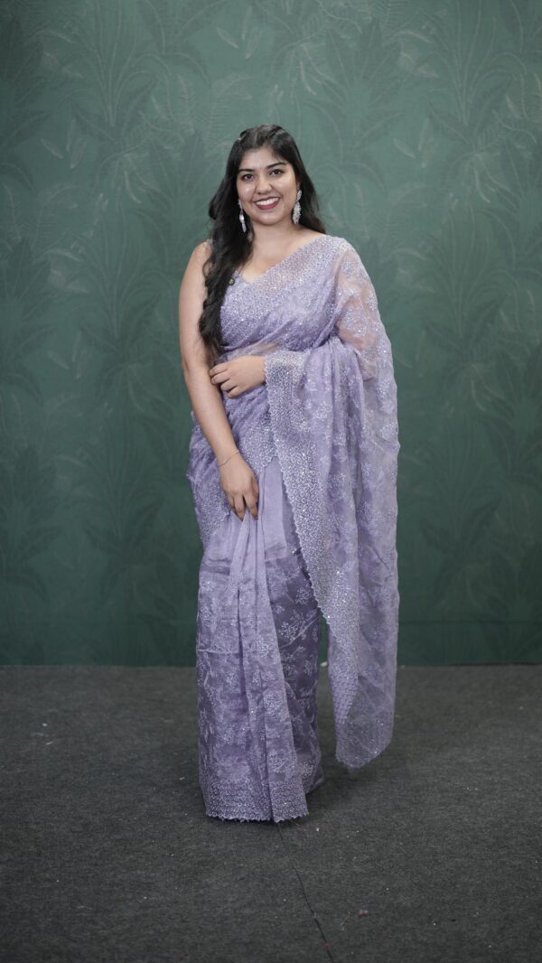 CRUSHED ORGANZA FANCY SAREE M145 - Image 9