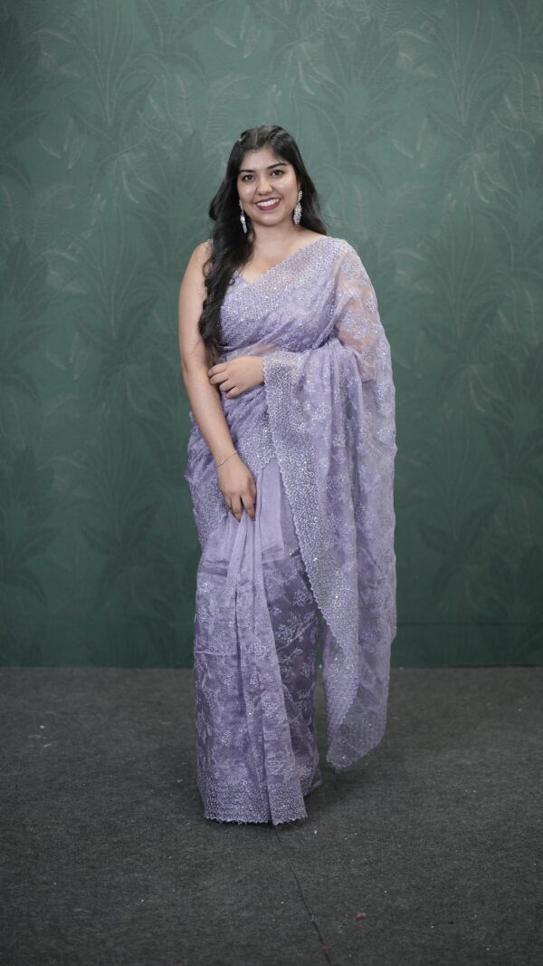 CRUSHED ORGANZA FANCY SAREE M145 - Image 8