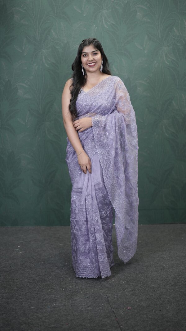 CRUSHED ORGANZA FANCY SAREE M145