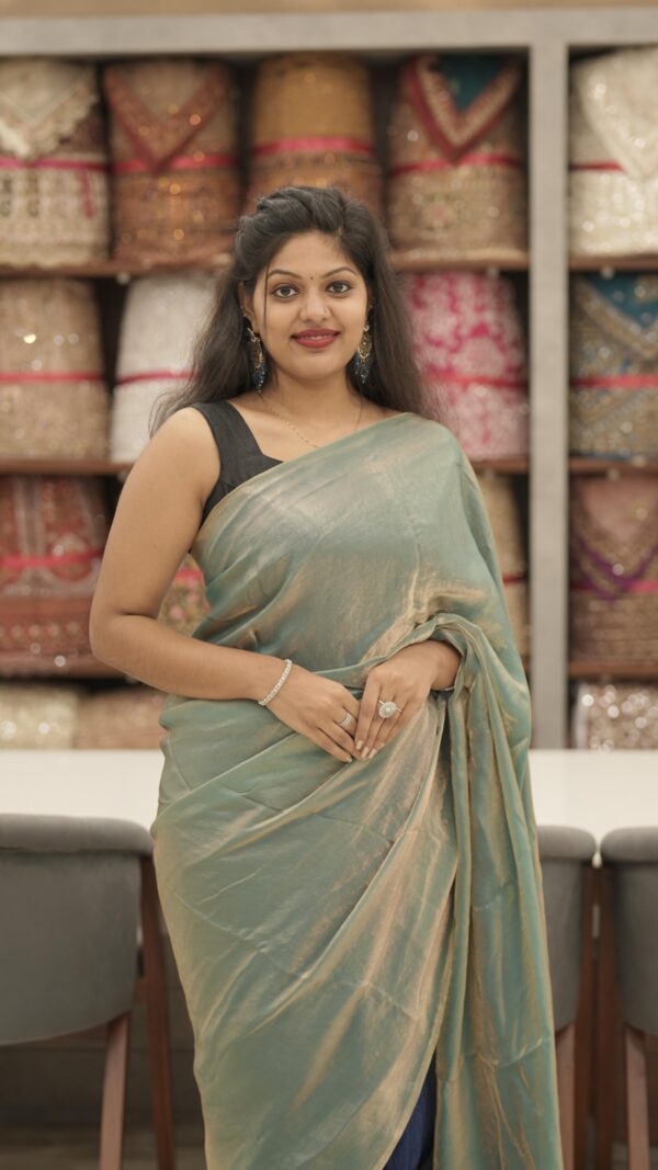 VELVET ORGANZA FANCY SAREE M215 - Image 3
