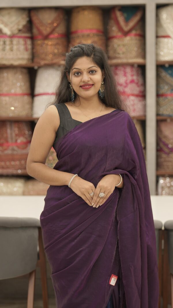 VELVET ORGANZA FANCY SAREE M215 - Image 5