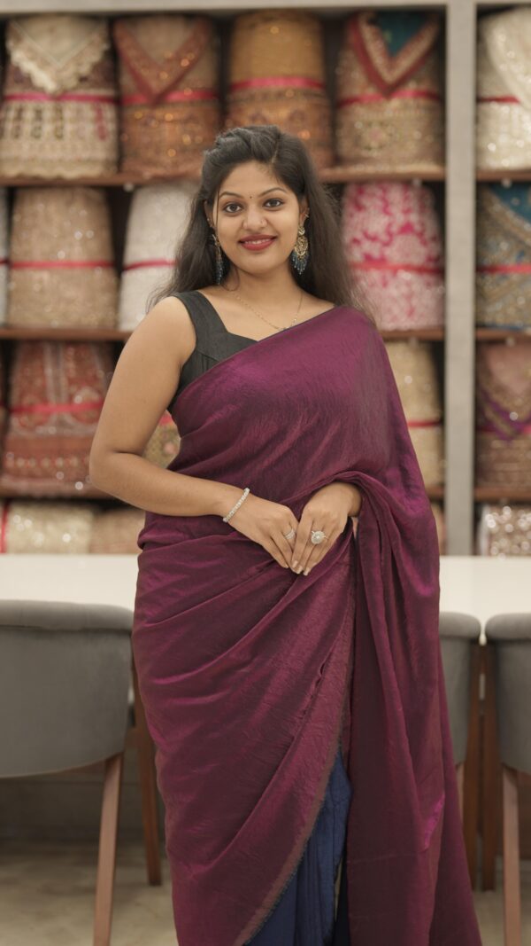 VELVET ORGANZA FANCY SAREE M215 - Image 8