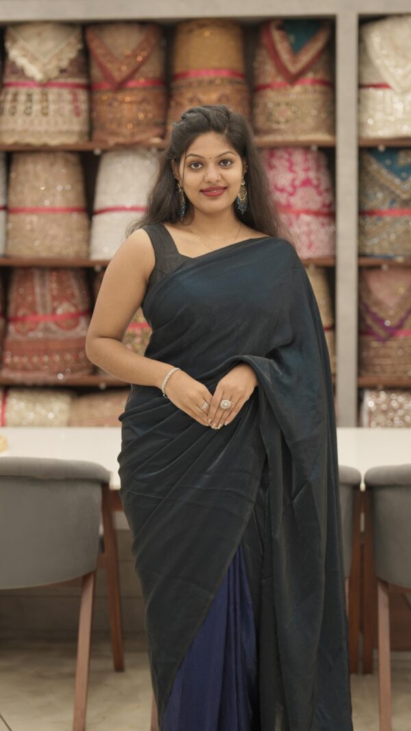VELVET ORGANZA FANCY SAREE M215 - Image 10