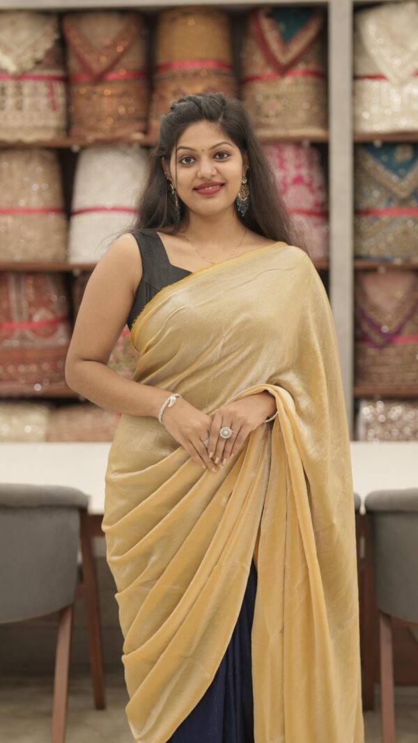VELVET ORGANZA FANCY SAREE M215 - Image 9
