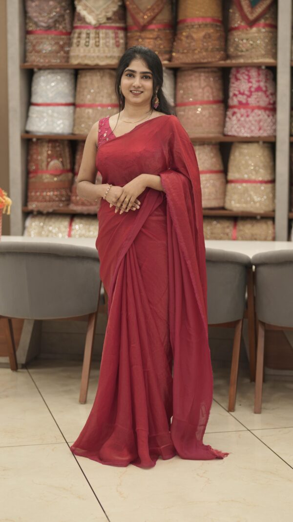 VELVET ORGANZA FANCY SAREE M215 - Image 12