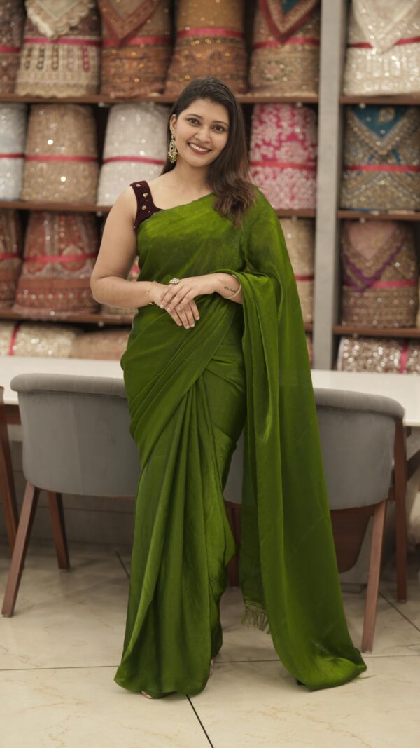 VELVET ORGANZA FANCY SAREE M215 - Image 13