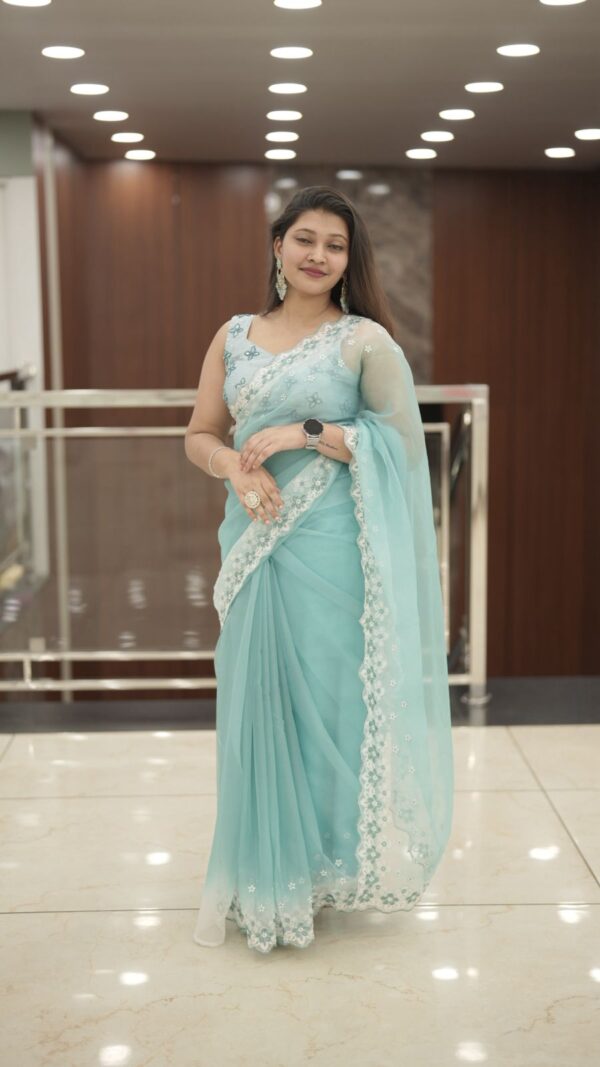 organza fancy saree M243 - Image 2