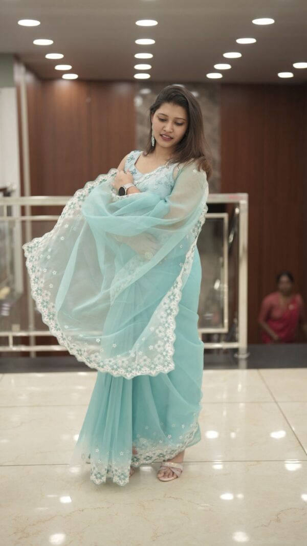 organza fancy saree M243 - Image 9