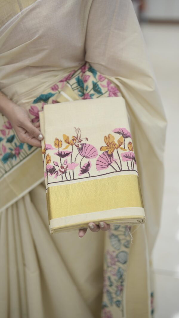 SET SAREE THREAD FLORAL WORK M285 - Image 4