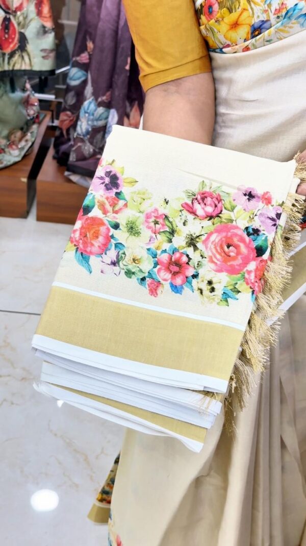 TISSUE FLORAL SAREE M290 - Image 5