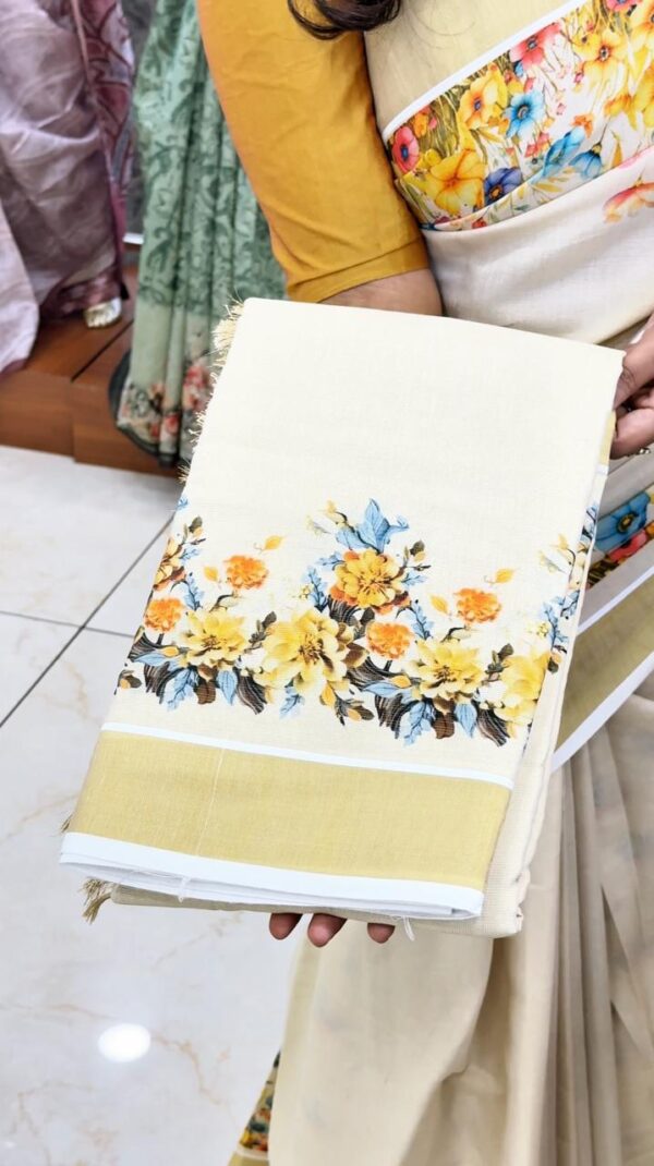 TISSUE FLORAL SAREE M290 - Image 4