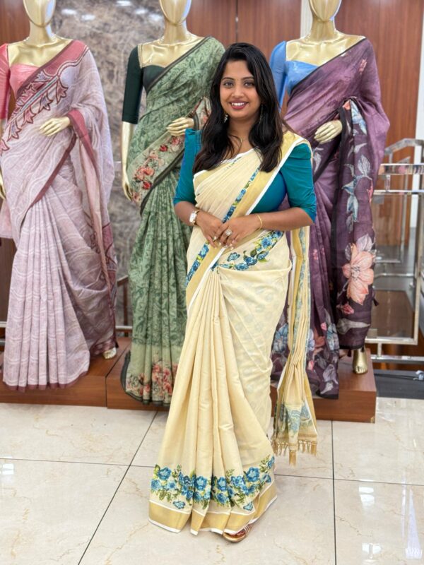 TISSUE FLORAL SAREE M290 - Image 3