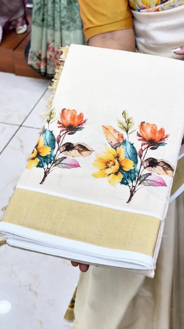 TISSUE FLORAL SAREE M290 - Image 6