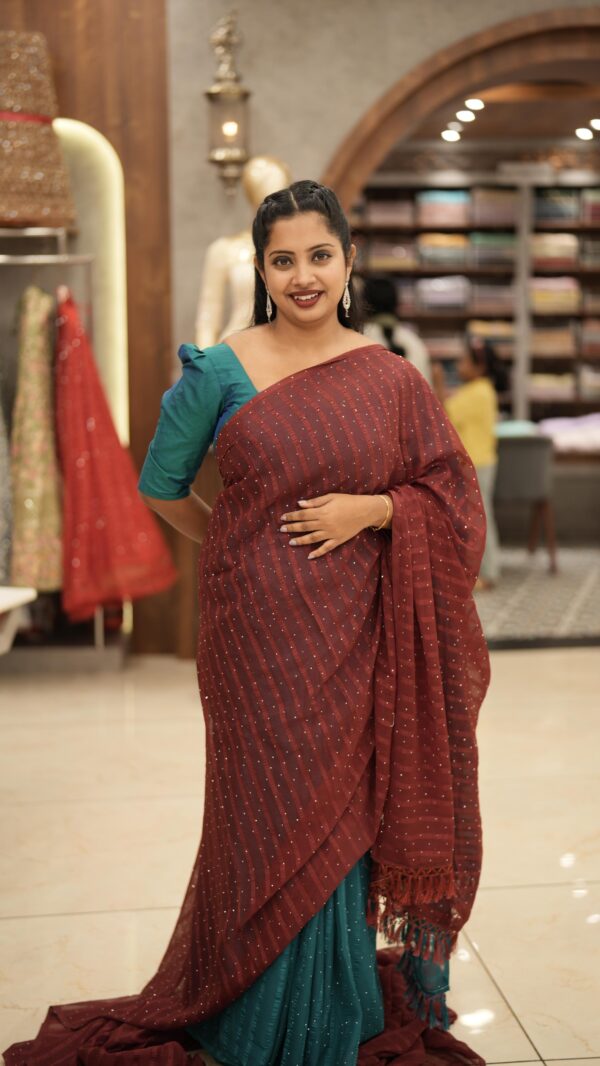 FANCY GEORGETTE SAREE M475 - Image 9