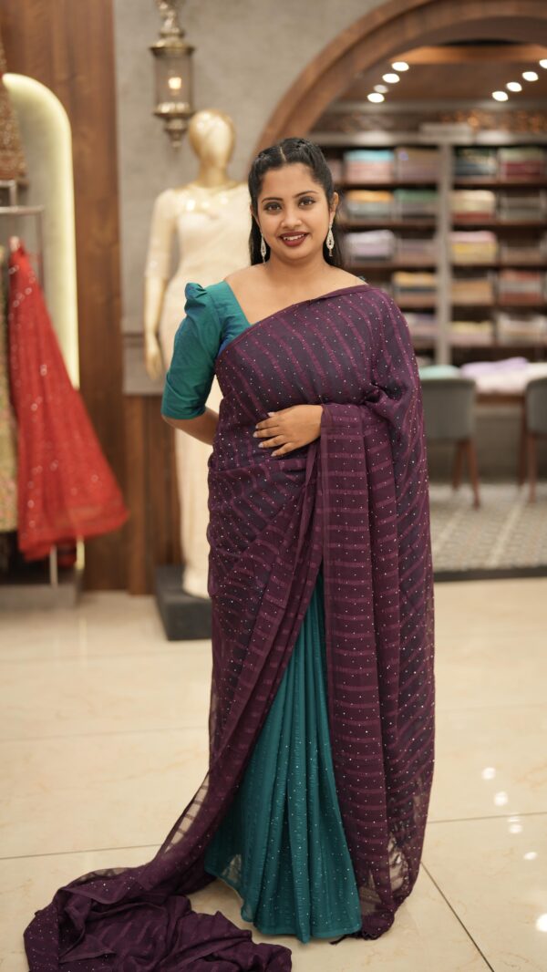 FANCY GEORGETTE SAREE M475 - Image 11