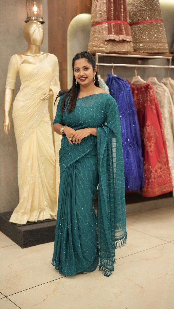 FANCY GEORGETTE SAREE M475 - Image 5