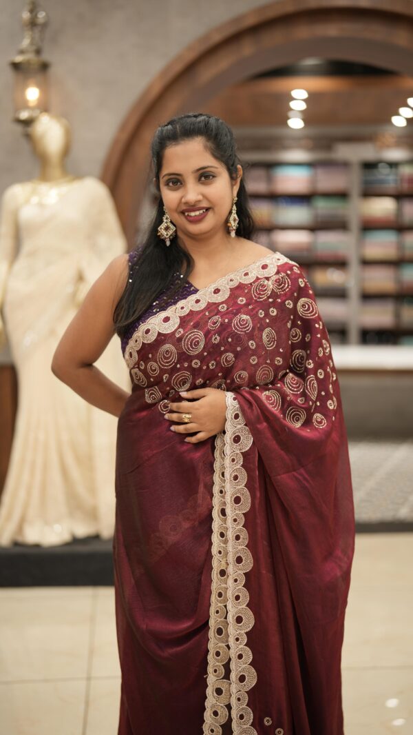 FANCY  SHIMMER ORGANZA SAREE M488 - Image 2