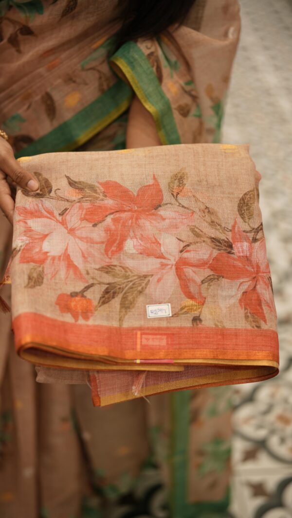 TISSUE LINEN SAREE M534 - Image 3