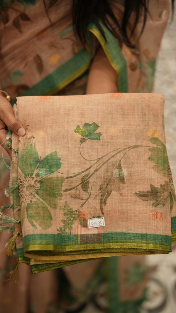 TISSUE LINEN SAREE M534 - Image 6