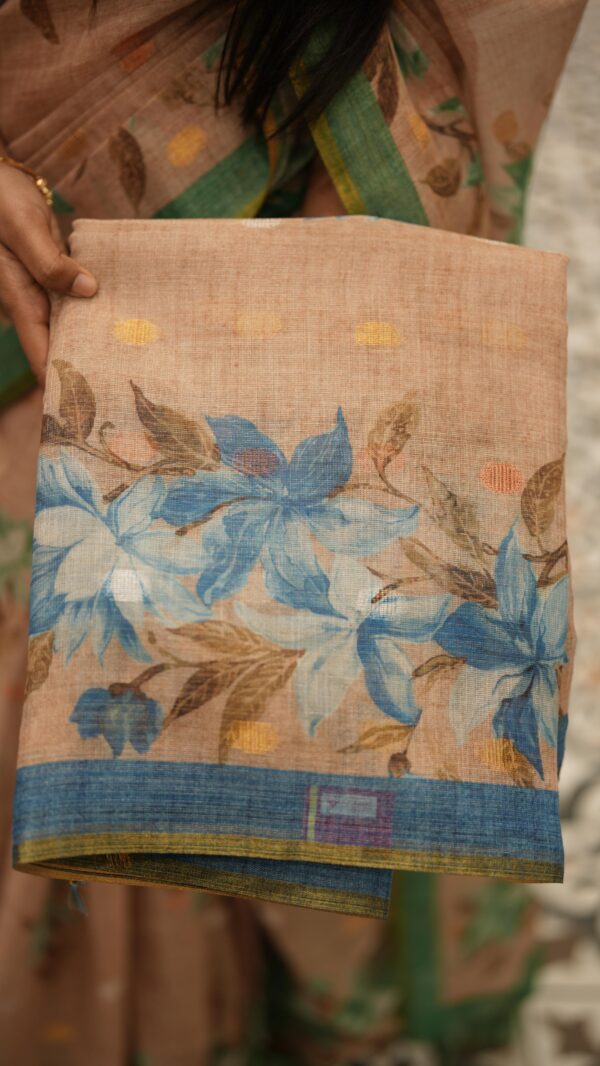 TISSUE LINEN SAREE M534 - Image 5
