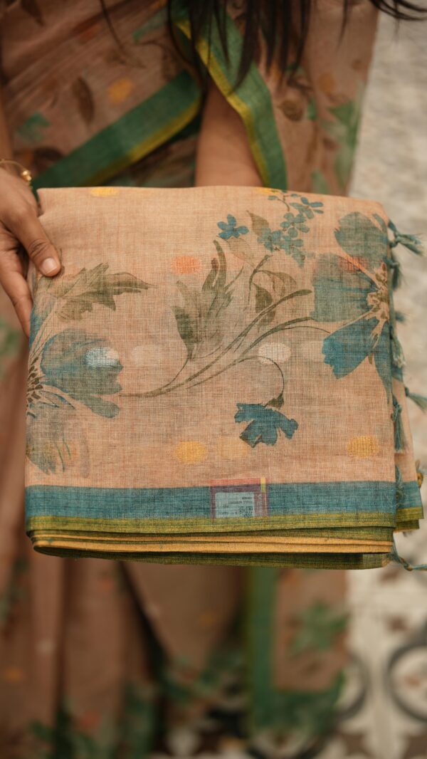 TISSUE LINEN SAREE M534 - Image 4