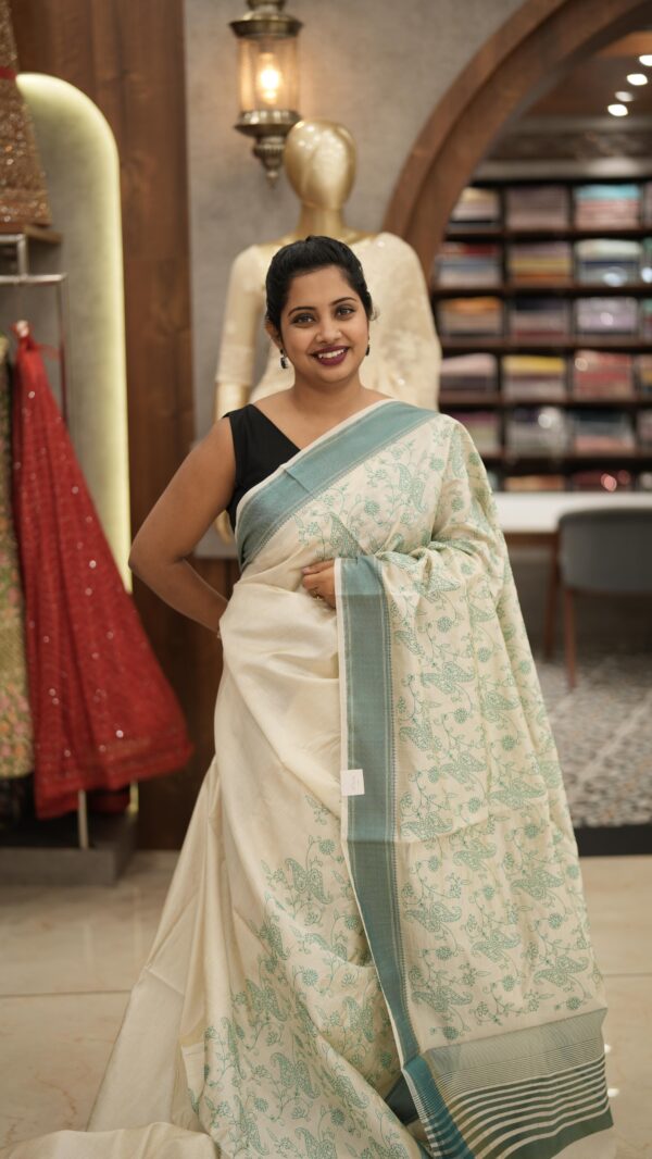 SEMI LINEN SAREE M482 - Image 3