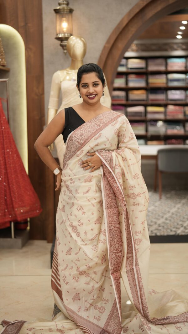 SEMI LINEN SAREE M482 - Image 4