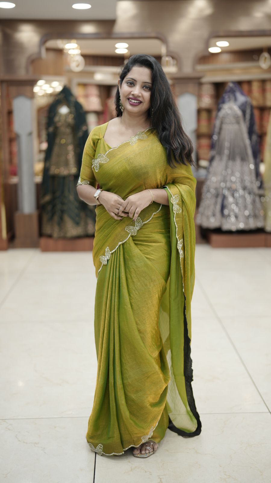 VELVET ORGANZA SAREE M618 - Image 2