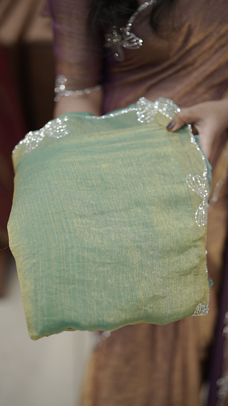 VELVET ORGANZA SAREE M618 - Image 3